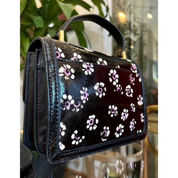 ♦️♦️  TORY BURCH AUTHENTIC BLACK PATENT LEATHER JULIETTE HANDBAG ♦️♦️ - Picture 5 of 15